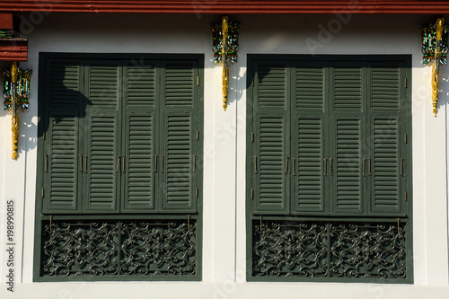 green classic wood window