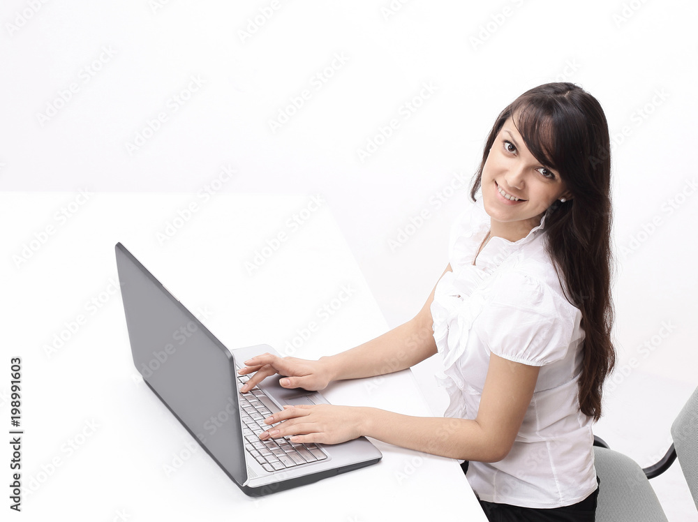 young woman typing text on laptop keyboard young woman typing text on laptop keyboard