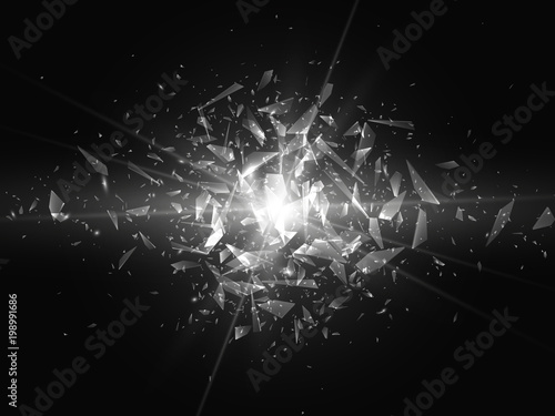 Shards of broken glass. Abstract explosion. Vector illustration Fototapet