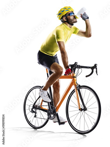 Professinal road bicycle racer isolated in motionon white © 103tnn