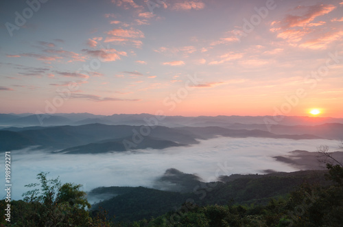 Great Smoky Mountains National Park Scenic sunset Landscape over Wears Valley overlook