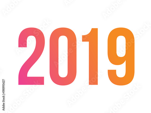 Vector gradient standard font word year 2019