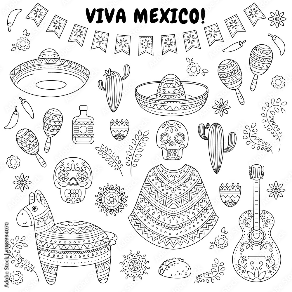 Cinco De Mayo Celebration In Mexico Cartoon Doodle Collection Objects cinco-de-mayo-celebration-in-mexico-cartoon-doodle-collection-objects
