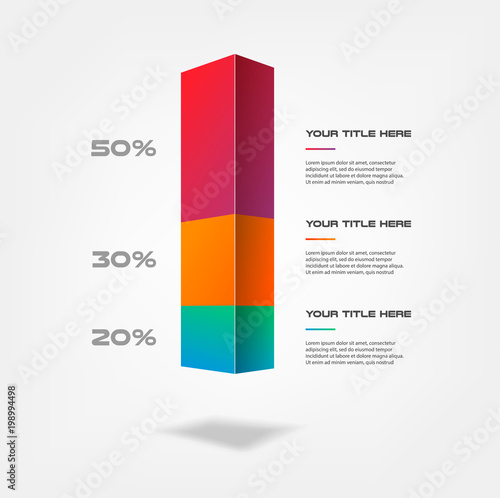 3d blocks infographics step by step. Element of chart, graph, diagram with 3 options - parts, processes, timeline. Vector business template for presentation, workflow layout, annual report, web design