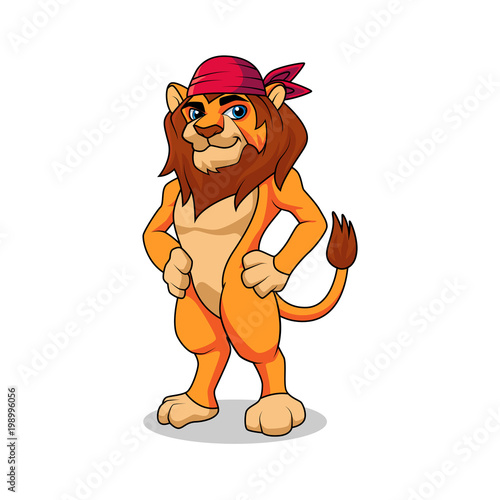 lion with bandana cartoon character