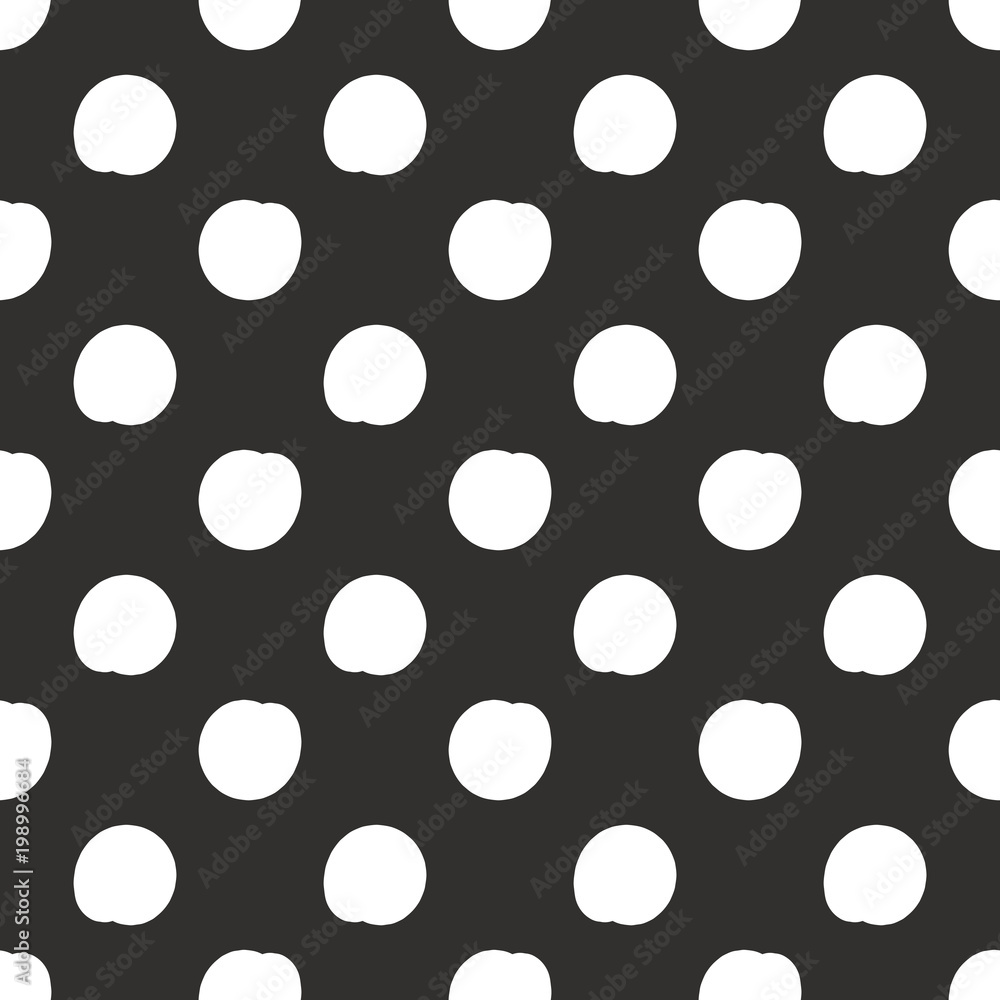 Big polka dots background. handdrawn stylish texture in black and white. Monochrome seamless pattern