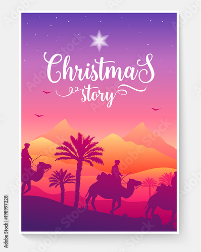 christmas vector brochure cards set. magi travel template of flyear, magazines, poster, book cover, banners. Landscape arabic invitation concept background. Layout illustration modern page