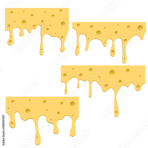 A dripping cheese on a white background. Vector illustration