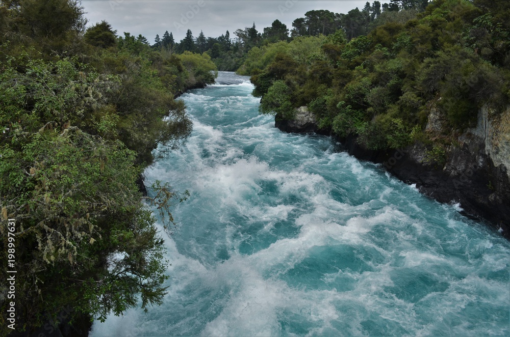 Fast blue river near Huka falls