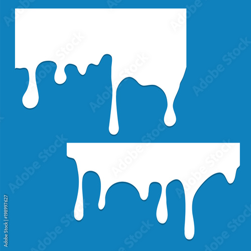 Dripping milk on a blue background. Vector illustration