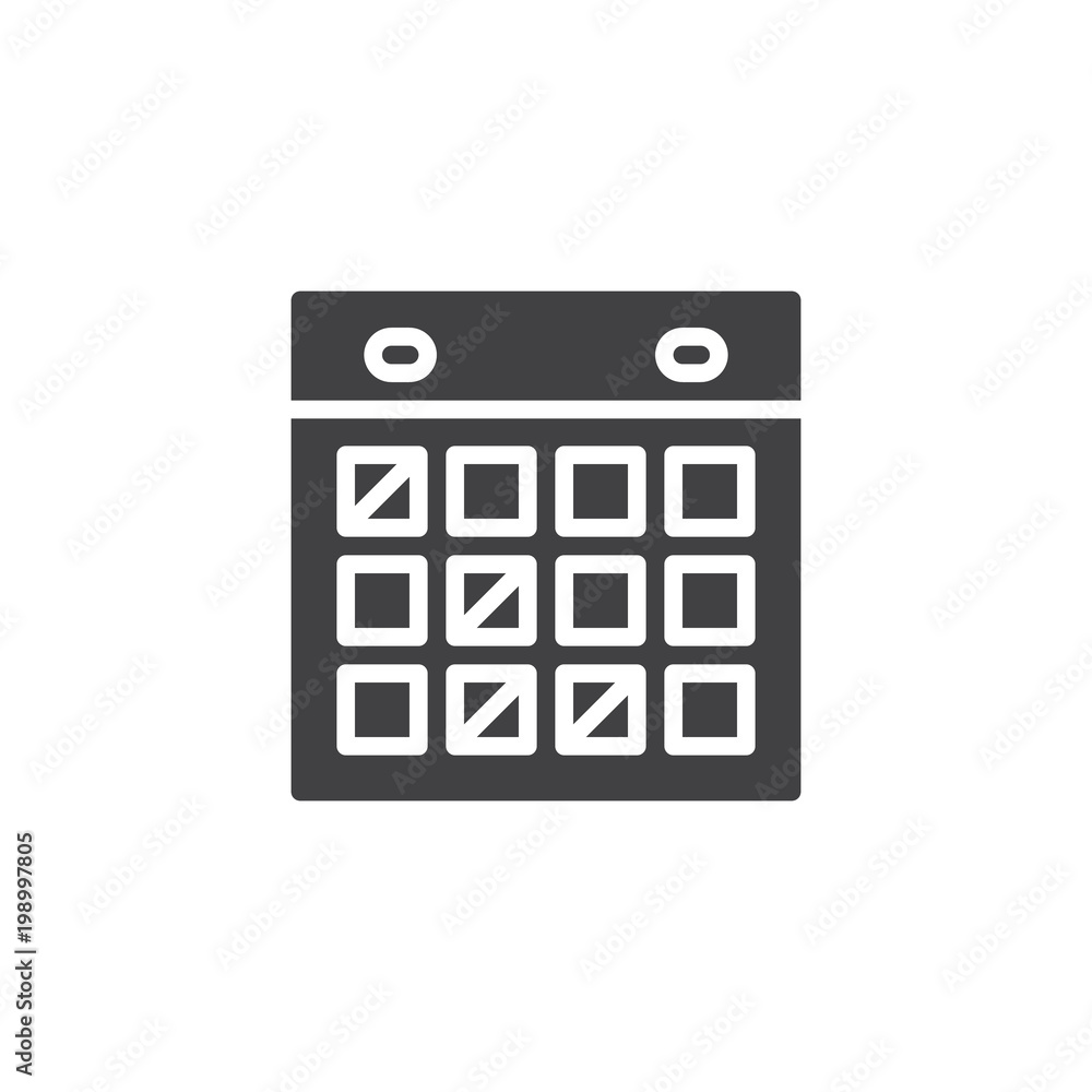 Calendar vector icon. filled flat sign for mobile concept and web design. Agenda simple solid icon. Symbol, logo illustration. Pixel perfect vector graphics Calendar vector icon. filled flat sign for mobile concept and web design. Agenda simple solid icon. Symbol, logo illustration. Pixel perfect vector graphics