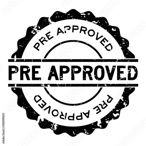 Grunge pre approved word round rubber seal stamp on white background