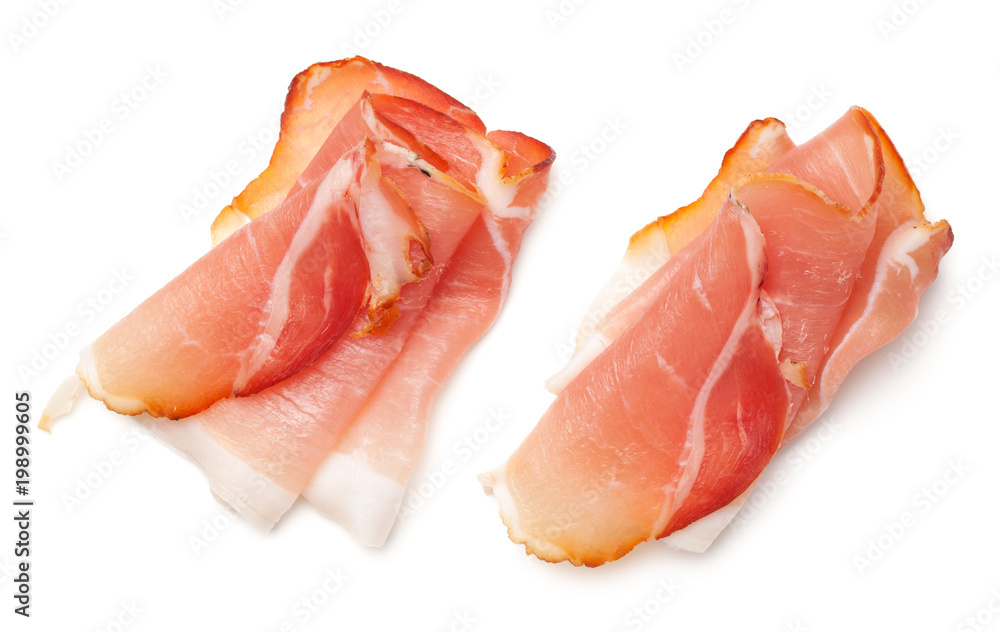 Raw Smoked Black Forest Ham Isolated on White Background Raw Smoked Black Forest Ham Isolated on White Background