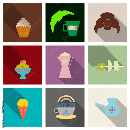 Coffee Color Drawn Collection. Vector Sketch Illustration Set With Turk, Cups, Coffee Bag With Beans, Croissant, Coffee Mill,Coffee Maker, Kettle, Cups, Latte, Cinnamon, Star Anise