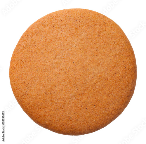 Gingerbread Round Cookie Isolated on White Background.