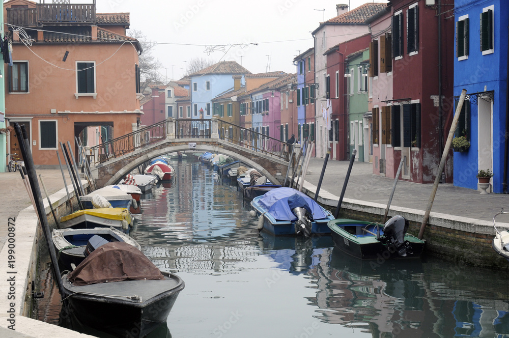 Kanal, Burano, Insel Burano, Venedig, Venetien, Italien, Europa