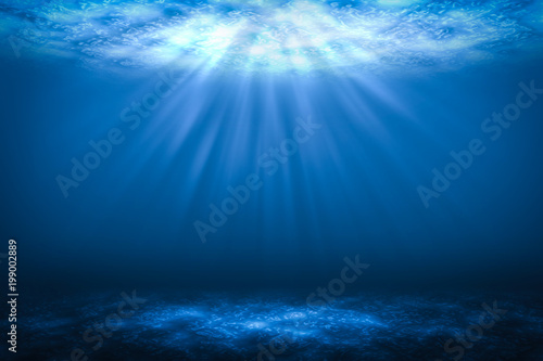 Stampa su tela Sunbeam Abstract underwater backgrounds in the sea.