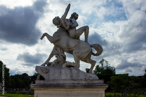 Marble Statue of Centaur Nessus abducting a Deianira by Laurent Marqueste,1892, France, Paris, Tuileries Garden, June 25, 2013