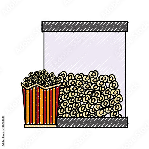 pop corn with dispenser machine vector illustration design