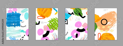 Abstract collage made with scribbles  markercanyon strokesblack geometric shapes