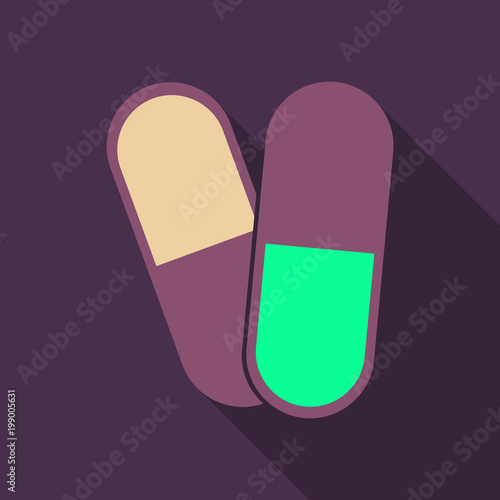 capsules info graphic. Painkillers, antibiotics, vitamins, amino acids, minerals, bio active additive, sports nutrition. Icons of medicament. Medical illustration