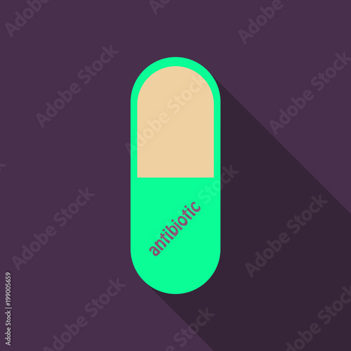 capsules info graphic. Painkillers, antibiotics, vitamins, amino acids, minerals, bio active additive, sports nutrition. Icons of medicament. Medical illustration