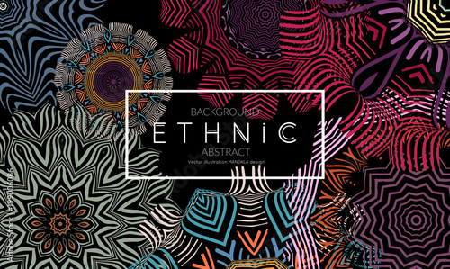 Ethnic banners template with floral Mandala ornament.