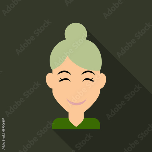 Face of a young beautiful woman with long hair. Women hairstyle icon. Logo women face with fashionable hairstyle. Vector Illustration