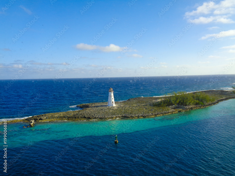 nice view to an island with lighthouse nice view to an island with lighthouse