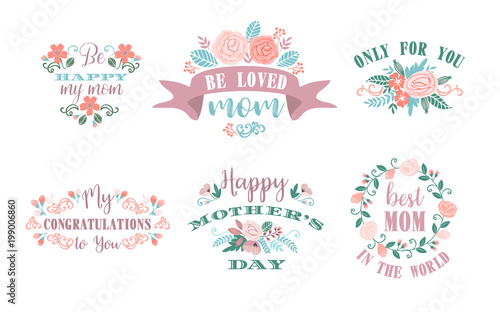 Happy Mothers Day. Vector emblems