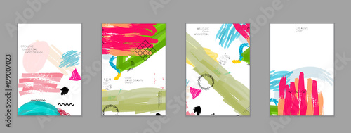 Abstract collage made with scribbles  markercanyon strokesblack geometric shapes