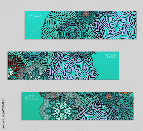 Ethnic banners template with floral Mandala ornament.