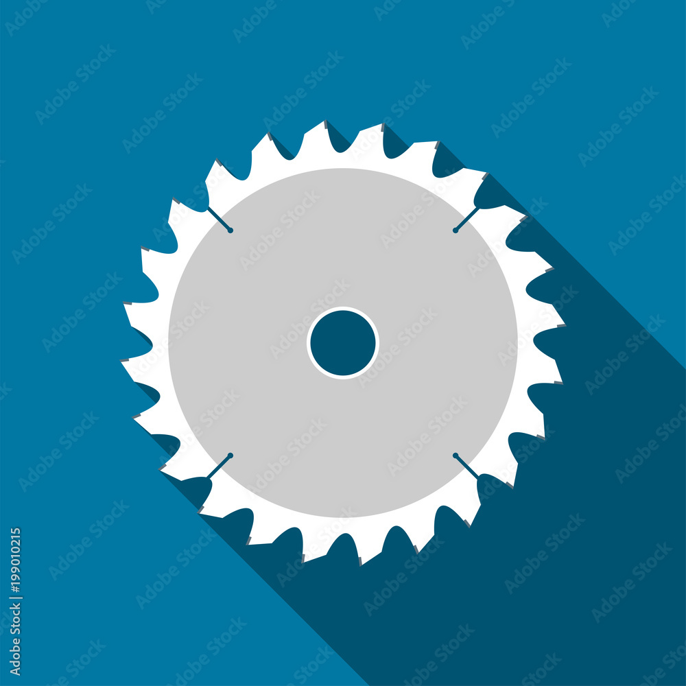 Circular saw icon with long shadow black,Simple design style.vector illustration Circular saw icon with long shadow black,Simple design style.vector illustration