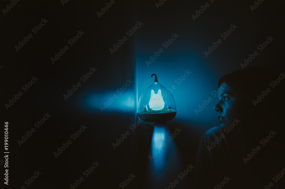 Εκτύπωση καμβά Girl with nightlight
