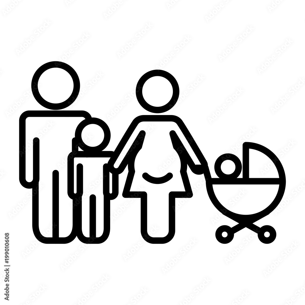 family silhouette parnets and baby cart and son vector illustration design family silhouette parnets and baby cart and son vector illustration design