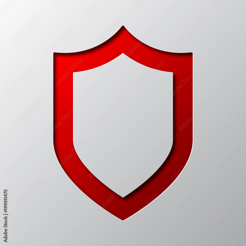 Paper art of the red shield. Vector illustration Paper art of the red shield. Vector illustration