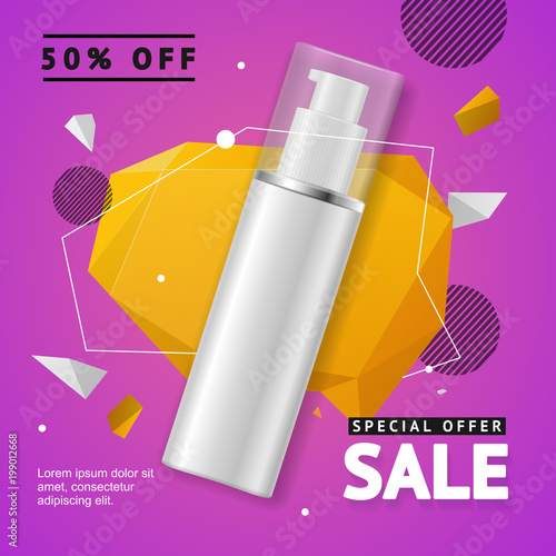 Cosmetic Bottle Sale Banner Banner Card. Vector