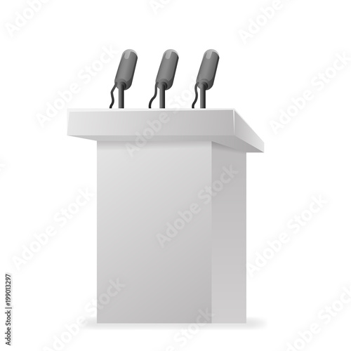 Hustings tribune rostrum politician performance microphone design vector illustration