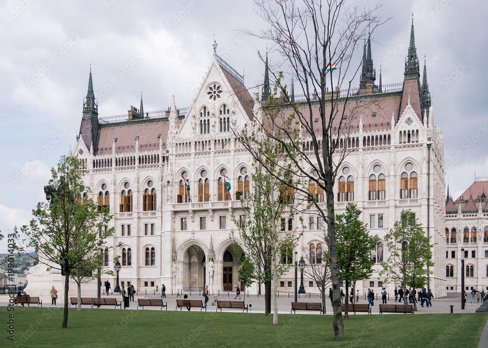 Historical Gothic building of Budapest, Government symbol, Square beside Budapest Parliament, Parliament in Budapest symbol