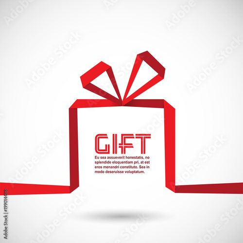 Gift box in the style of origami ribbon, vector