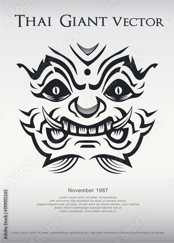 Thai Giant vector poster concept. illustrator eps 10 giant face and text caption.