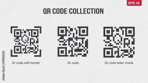 qr code tag icon collection set.