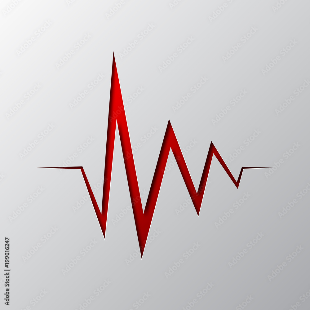 Paper art of the red heartbeat symbol. Vector illustration. Paper art of the red heartbeat symbol. Vector illustration.
