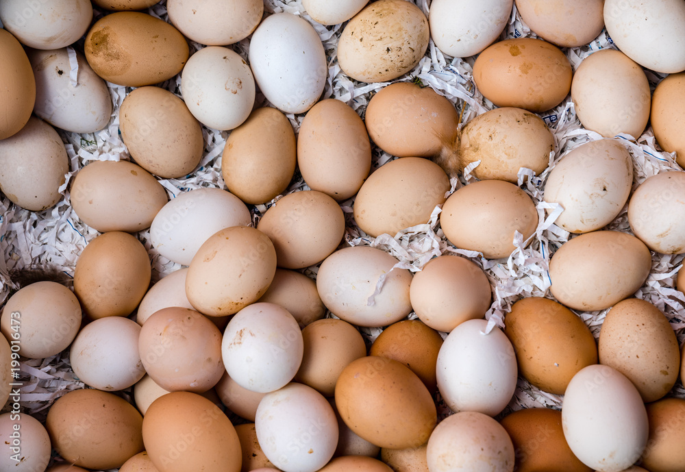 Eggs on market stall. Eggs on market stall.