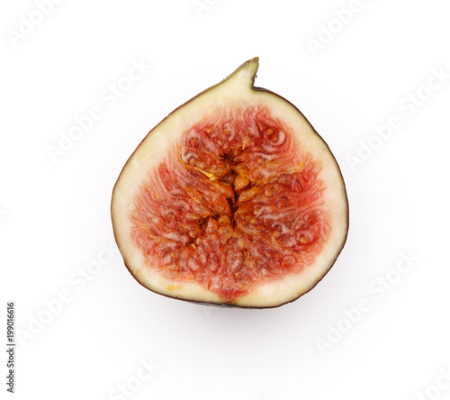 Sliced fresh fig on white background