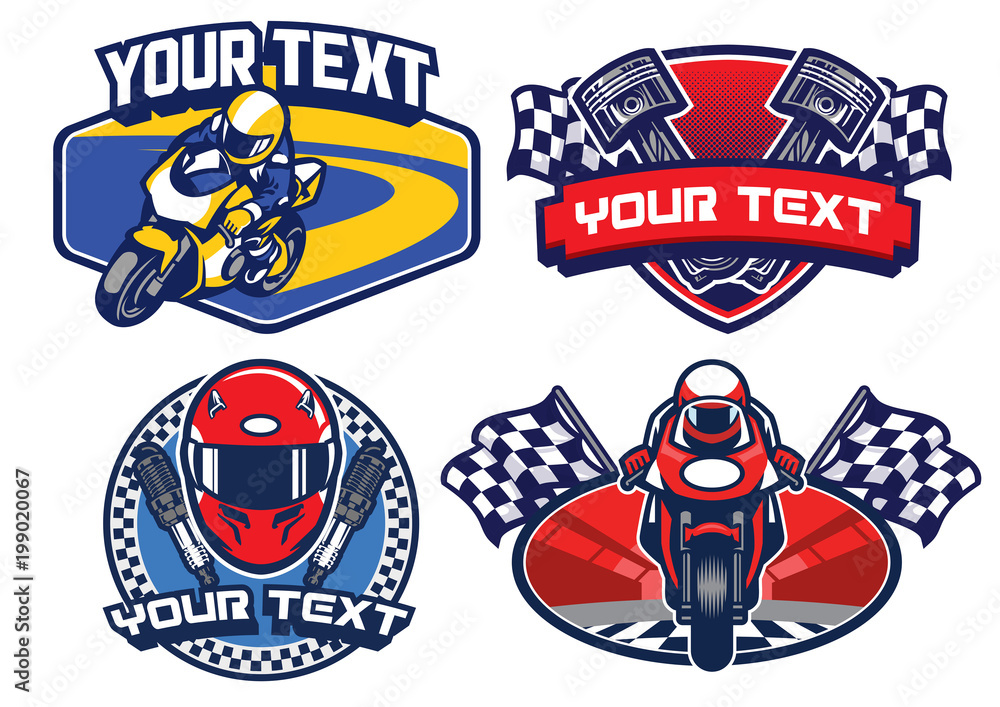 Naklejka premium motorcycle racing badge design set