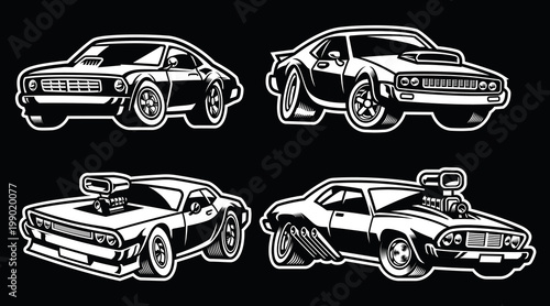 set of muscle car