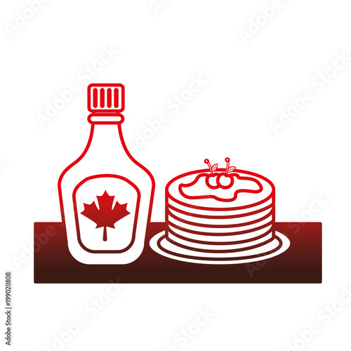 pancake with bottle syrup maple vector illustration design