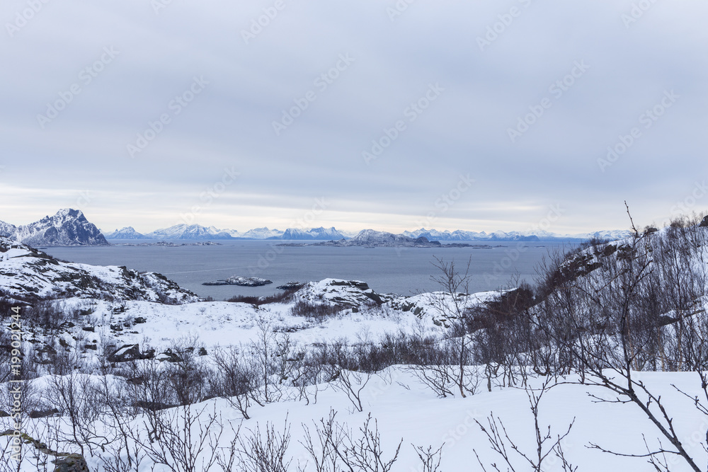View of the Lofoten islands near Svolvaer. 