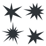 Starburst splash star black icon set, vector illustration